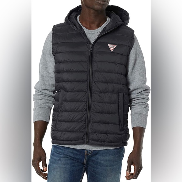 NWOT Guess Mens Puffer Vest with Hood - Picture 4 of 4